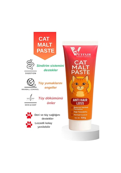 Tüy Dökülme Engelleyici Malt Paste, Tüy Yumağı Ve Kusma Önleyici Multivitamin Kedi Malt Macun 1