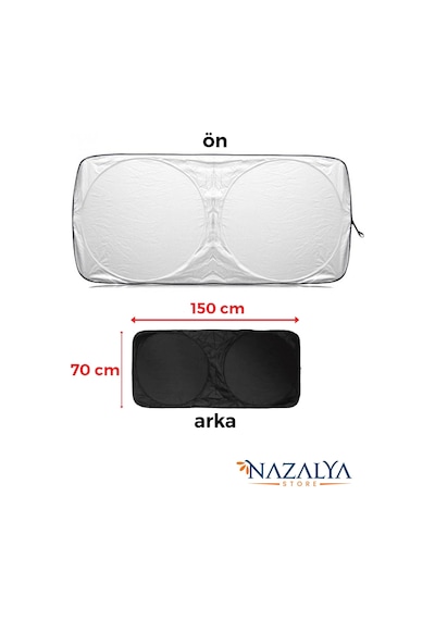 Bay Katlanır Araba Ön Cam Güneşliği Metalize Isı Yalıtımlı Yazlık 150x70cm Otomobil Aksesuarı Najmaddin