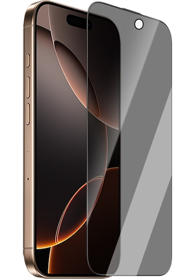 Apple Uyumlu   iPhone 16 Pro Max Caseworld Crystal Shadow Serisi 0.15mm 3d Privacy Hayalet Cam Ekran Koruyucu Siyah