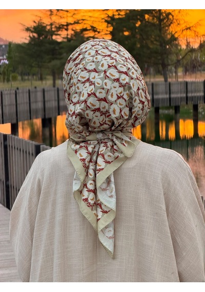 Qalortex Scarf Pamuklu Pera Desen Eşarp - Fıstık
