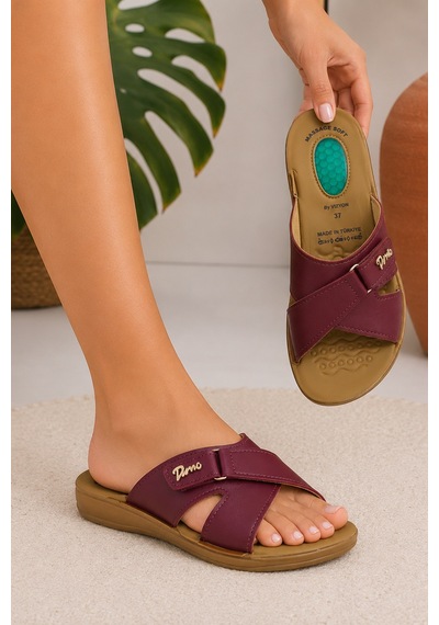 Wordex Vizyon 4508 Hafif Yumuşak Tabanlı Comfort Jelli Çapraz Bant Cırtlı Kadın Terlik Bordo Wordex Vizyon 4508 Hafif Yumuşak Tabanlı Comfort Jelli Çapraz Bant Cırtlı Kadın Terlik Bordo