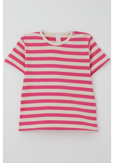 Breeze Kız Çocuk Tişört Patlı Çizgili 1-4 Yaş, Pembe Pembe