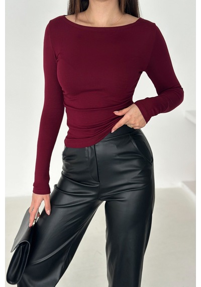 Noa & Noa Kadın Omuz Açık Fit Bluz Burgundy Glow bordo Noa & Noa Kadın Omuz Açık Fit Bluz Burgundy Glow bordo