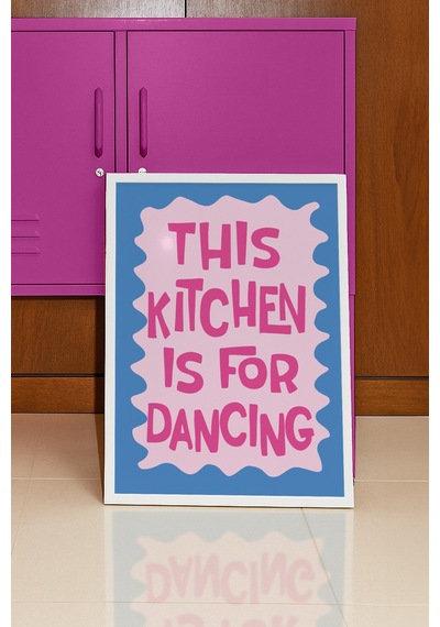 This Kitchen İs For Dancing Mutfak Dekorasyon Poster Tablo Beyaz Çerçeveli