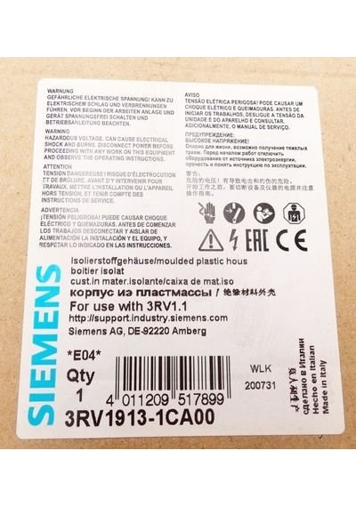 Sıemens 3rv1913-1ca00 Motor Koruma İçin Boş Kare Muhafaza Kutusu Boy.: S00 Barkod 4011209517899