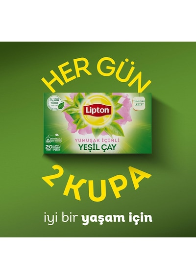Lipton Yumuşak İçim Bardak Süzen Poşet Yeşil Çay 20'li Paket