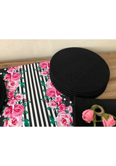 Sofra Sunum Seti Pembe Gül Desenli Takım Çok Renkli