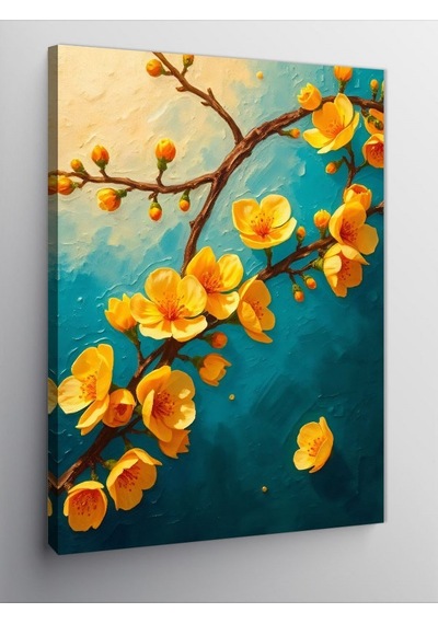 Kanvas Tablo Sarı Çiçek Dalları 50cmx70cm