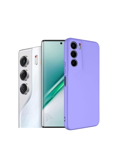 Tecno Camon 40 Pro 5G CM7 Uyumlu Silikon Kılıf - Kamera Korumalı Esnek Pastel Renk Kapak -Lila
