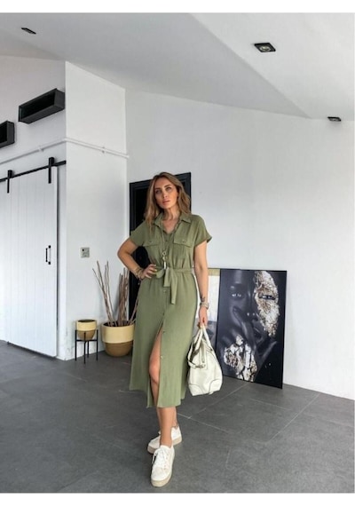 Pasaklı Giyim Kadın Geniş Kesim Cepli Kısa Kollu Düğmeli Günlük Uzun Yazlık Safari Gömlek Elbise Haki K4045407 Pasaklı Giyim Kadın Geniş Kesim Cepli Kısa Kollu Düğmeli Günlük Uzun Yazlık Safari Gömlek Elbise Haki K4045407