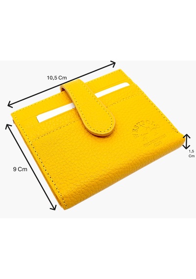 Westpolo Hakiki Deri Kağıt Para Ve Bol Kart Bölmeli Patlı Unisex Cüzdan - Sarı Sarı