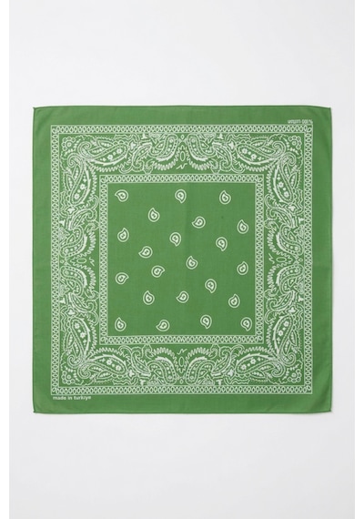 Mollycrush Unisex Yeşil Şal Desenli Fular Günlük Saç Aksesuarı, Boyunluk Ve Outdoor Bandana Yeşil