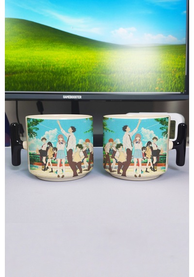 Koe No Katachi Anime Baskılı Seramik Lüks Kupa 1 Adet T Şeklinde Özel Siyah Kulp Dalga Kulp V3t Çok Renkli