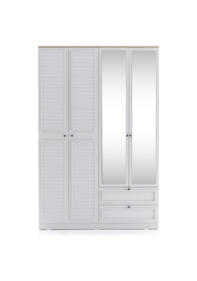 Taiga 4 Kapaklı 2 Çekmeceli Gardırop/dolap 137x210x52 Cm Buz Gri Country Tasarım