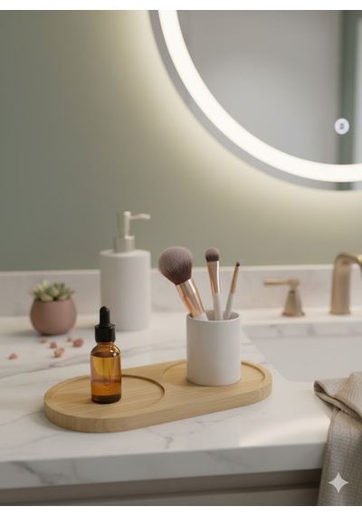 Bambu Yağdanlık Altlığı - Minimalist Ve Çok Yönlü Bambu Oval Altlık Açık Kahverengi