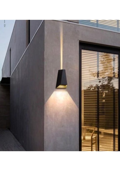 2 x 3w Led Su Geçirmez Modern Dış ve İç Mekan Aplik Malta Ip44 Ay Siyah