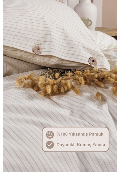 Elart Impero Nevresim Takımı Tek Kişilik Lastikli Çarşaf %100 Pamuk 160x220 Cm Bej Bej