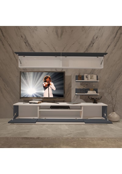 Decoraktiv Trendstyle 5 Mdf Tv Ünitesi Tv Sehpası Beyaz - Antrasit