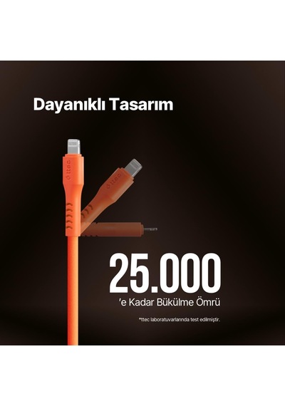Usb-c - Lightning Hızlı Şarj Kablosu 120cm Neon Neon Turuncu Standart