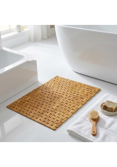 Deconox Doğal Bambu Banyo Paspası 42x62 Cm - Suya Dayanıklı Kaymaz Tabanlı Ahşap Duş Önü Paspas Spa Ve Sauna Diğer