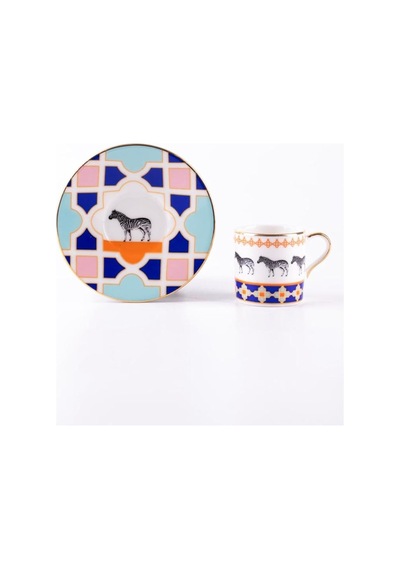 Jaolu Porselen Türk Kahvesi Fincan Takımı 6 Kişilik Açık Ahşap