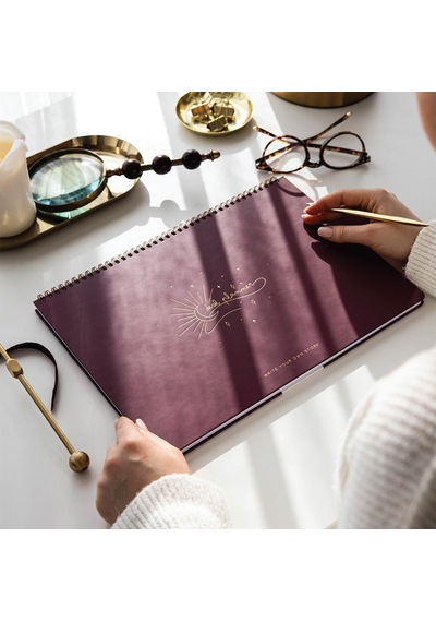 Süresiz Haftalık Spiralli Masaüstü Planlayıcı 24x34 Cm - Desk Planner Bordo Çok Renkli