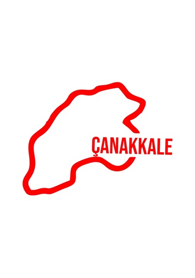 Çanakkale Harita Araba Sticker 17x17 Cm Kırmızı