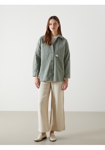 Lcw Modest Yeşil Oversize Kadın Gömlek Tunik