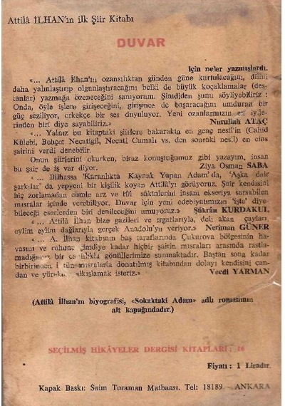 Sisler Bulvarı - Atilla İlhan 1.baskı Cep Boy