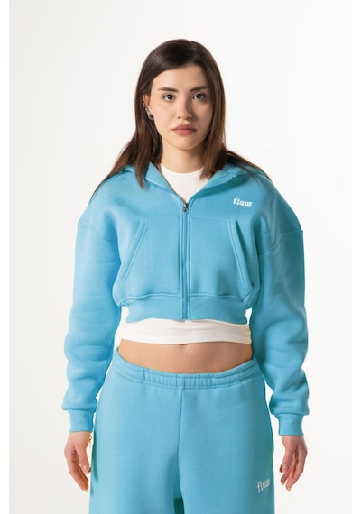 Flaw Atelıer Flaw Nakışlı Mavi Zip Crop-28832 Mavi