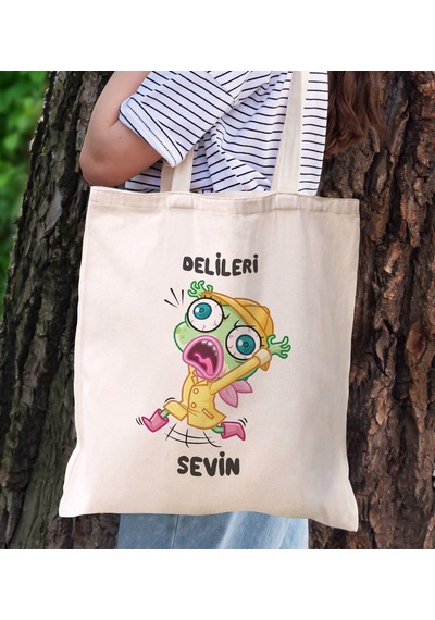 Bk Gift Delileri Sevin Tasarımlı Bez Çanta, Baskılı Omuz Çantası, Alışveriş Çantası, Arkadaşa Hediye Kobitmeyencom29830 Bk Gift