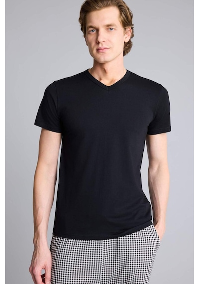 Defacto Slim Fit Dar Kesim V Yaka Üst L4884az26spbk27 Siyah-bk27