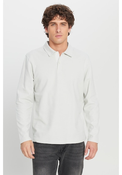 AC&Co / Altınyıldız Classics Erkek Grı %100 Pamuk Slim Fit Dar Kesim Polo Yaka Jakarlı Triko Tişört Gri