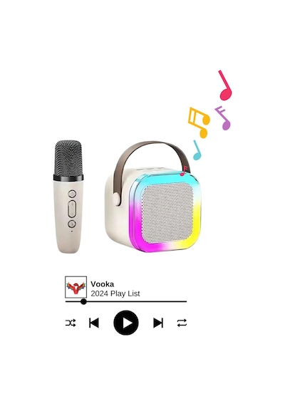Bluetooth Hoparlör Parti Hoparlörü Karaoke Mikrofon li Işıklı Ses Bombası Usb Sd Girişli