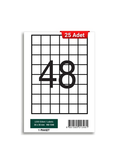 Herboy Hb-1348 35 X 35 Mm A4 Laser Etiket 25 Adet
