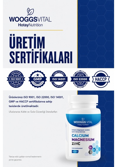 Kalsiyum, Magnezyum Ve Çinko İçeren Takviye Edici Gıda 120 Tablet