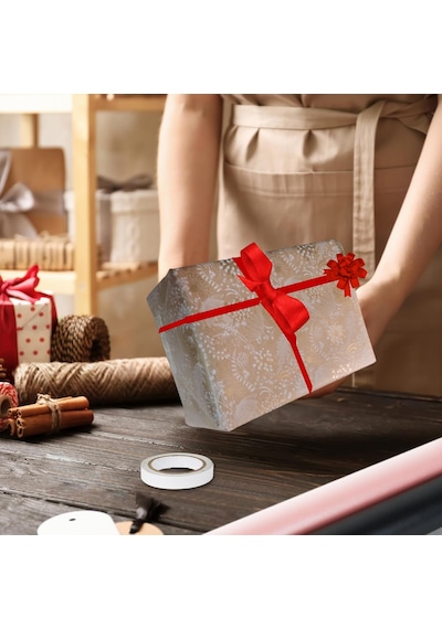 İtalyan Hediye Paketleme Kağıdı, Kraft Çiçek Yaprak Desenli Ambal