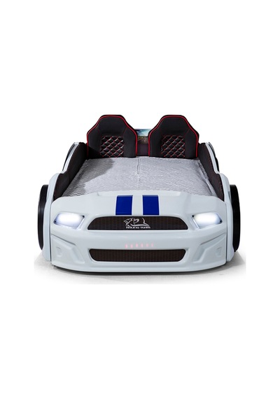 Beyaz Arabalı Yatak Kapıları Açılan Mustang Full Ledli Kumandalı Ve Müzikli + Ortopedik Yatak Beyaz Arabalı Yatak Kapıları Açılan Mustang Full Ledli Kumandalı Ve Müzikli + Ortopedik Yatak