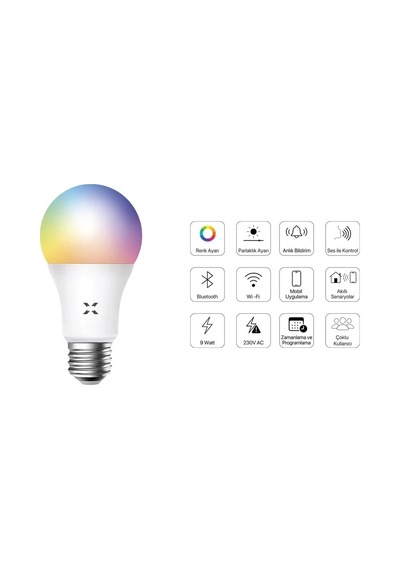 Tr Akıllı Ev Güvenlik Kamerası Rgb Ampul Wi-fi Hareket Sensörü Ve Kapı/pencere Sensörü 4'lü Ev Seti