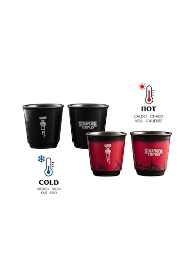 Stranger Things 4'lü Kahve Fincanı Seti, Isıya Duyarlı, Renk Değiştiren, Bulaşık Makinesinde Yıkanamaz - Her Biri 80 Ml, Siyah Çok Renkli
