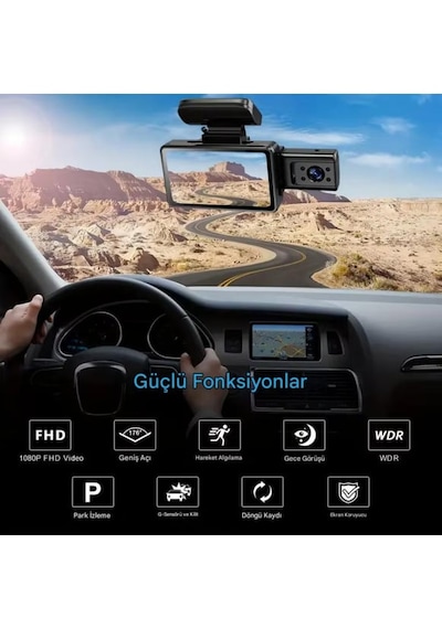 Kingline K-17 Wi-fi Full Hd 3 Kameralı Araç Güvenlik Kamerası