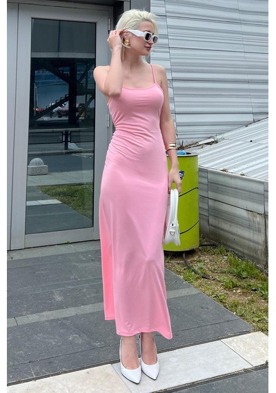 Madmext Pembe Uzun Asklı Basic Elbise Mg1852-pembe Pembe