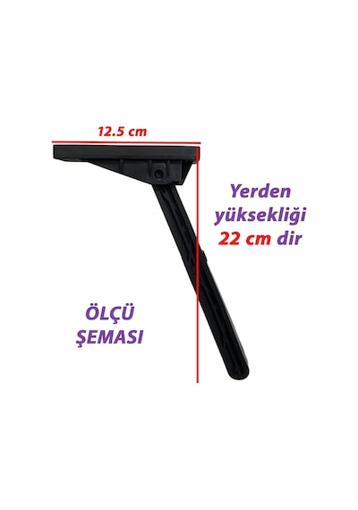 Katlanabilir Siyah Yer Sofra Ayağı Katlanır Yer Sofrası Sini Altı Plastik Ayak 22 Cm