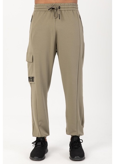 Maraton Sportswear Oversize Erkek Lastik Paça Basic Açık Haki Eşofman Altı 22466 Açık Haki