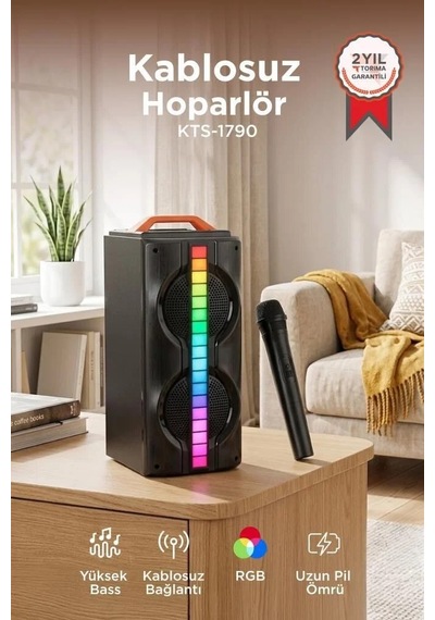 Premium Taşınabilir Aksesuar Ses Bluetooth Hoparlör Mikrofonlu Speaker Kts-1790