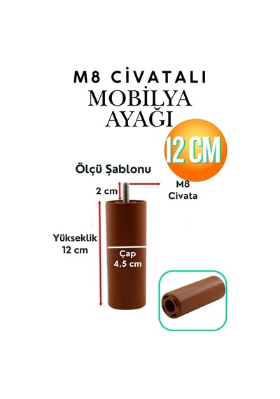 Mobilya, Kanepe, Koltuk Ve Baza Yükseltici M8 Civatalı Destek Ayağı Kahve, 12 Cm 12 Santim Mobilya Ayağı Kahverengi Ayak Kahverengi Kahverengi Mobilya, Kanepe, Koltuk Ve Baza Yükseltici M8 Civatalı Destek Ayağı Kahve, 12 Cm 12 Santim Mobilya Ayağı Kahverengi Ayak Kahverengi Kahverengi
