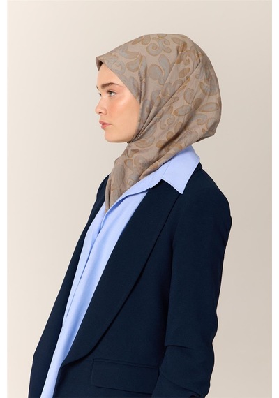 Silk Home Viskon Karışımlı Velora Eşarp Gri-bebe Mavi-yağ Yeşili Desenli Yumuşak Dokulu Tok Duruşlu 90x90 Çok Renkli