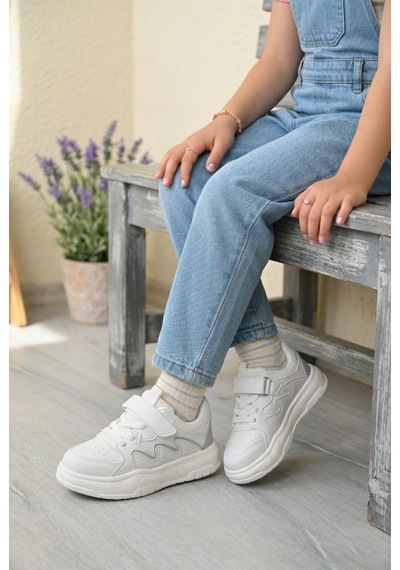 Fort Odessa Cool Hafif Rahat Sneaker Çocuk Ayakkabı Beyaz - Gri
