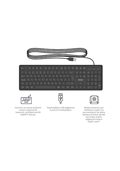 Philips Spk6248 Kablolu Türkçe Q Klavye Siyah