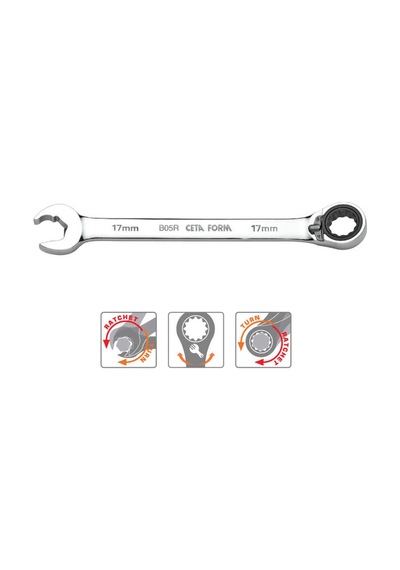 Ceta Form B05R-15 15 Mm C-Gear Cırcırlı Kombine Anahtar-Özel Ağız